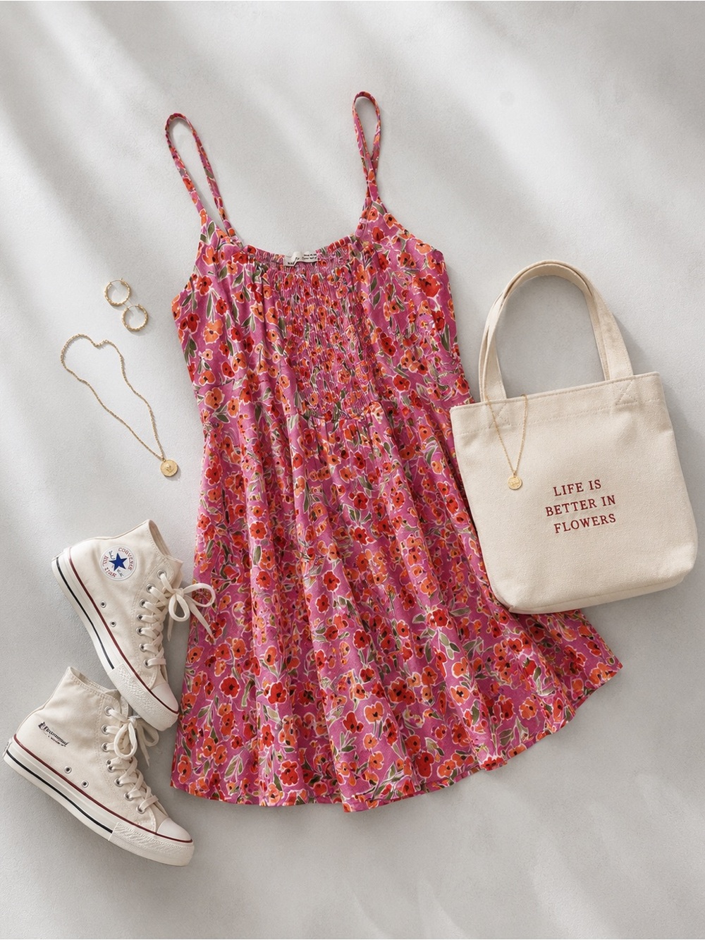 Pull&Bear Pink Floral Smocked Back Adjustable Strap Cami Romper Size M - Picture 16 of 16